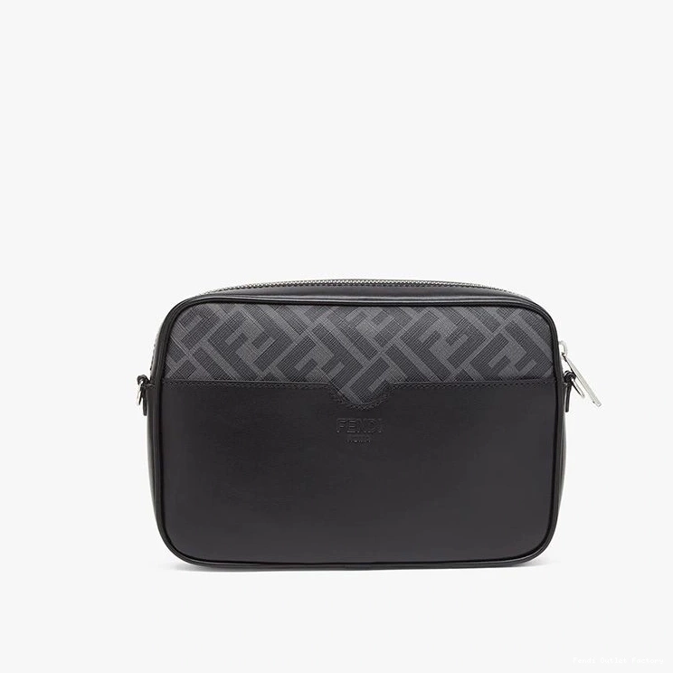 Vintage HOT Compact Logo FF Motif Fabric Fendi In Case Black Camera ROMA 0709